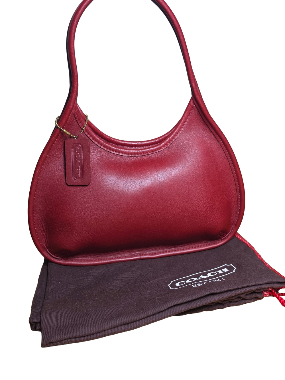 COACH Vintage Cherry Red Leather Mini Ergo Shoulder Bag 9027 USA Collectible